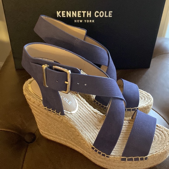 Kenneth Cole New York Olivia Cross Espadrille Wedge Sandal in Lapis Blue - Picture 6 of 6